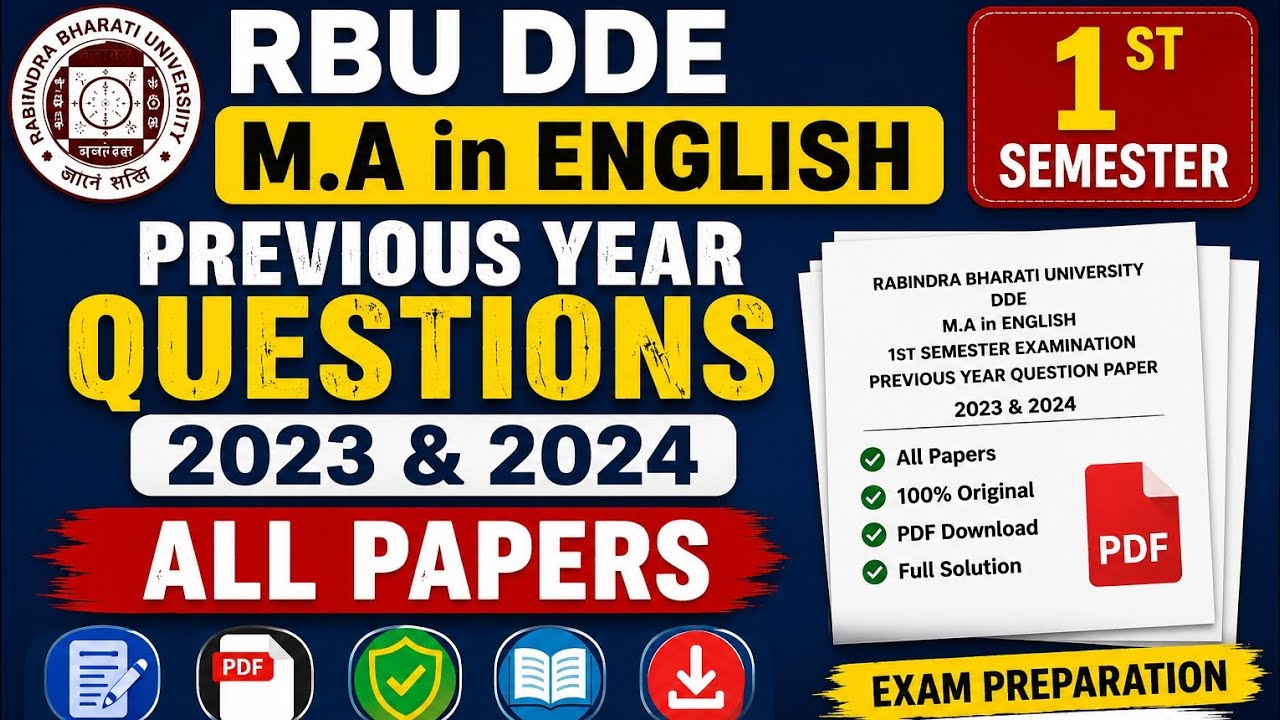 RBU DDE M.A in English 1st Semester Previous Year Questions 2023 & 2024 | All Papers PDF