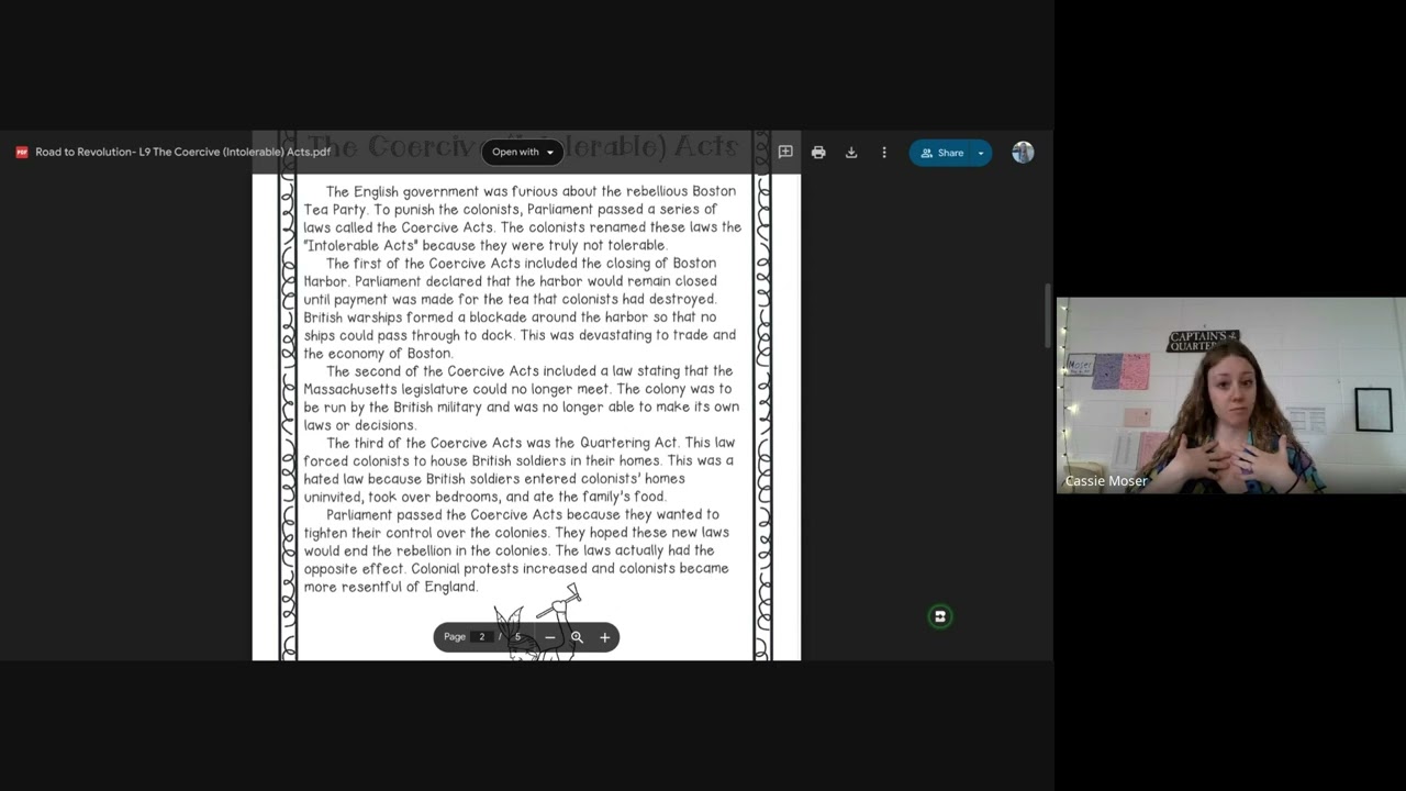 Coercive (Intolerable) Acts Lesson Recording