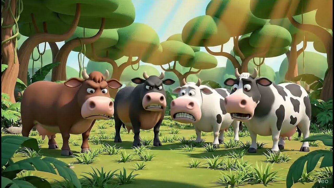 The Lion & The Four Cows 🐄🦁 | Kids Moral Story | Unity is Strength | Bubu Rhymes