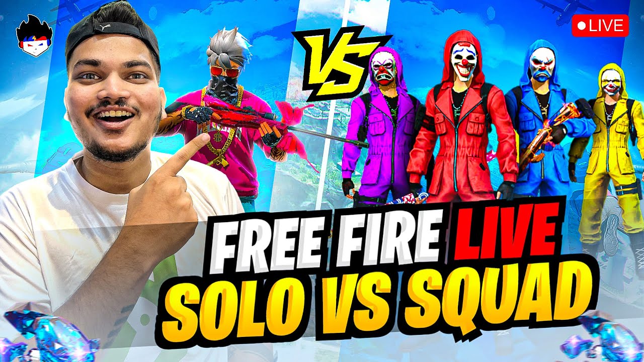 Free Fire Live Solo Vs Squad w TSG-Ritik -Garena Free Fire