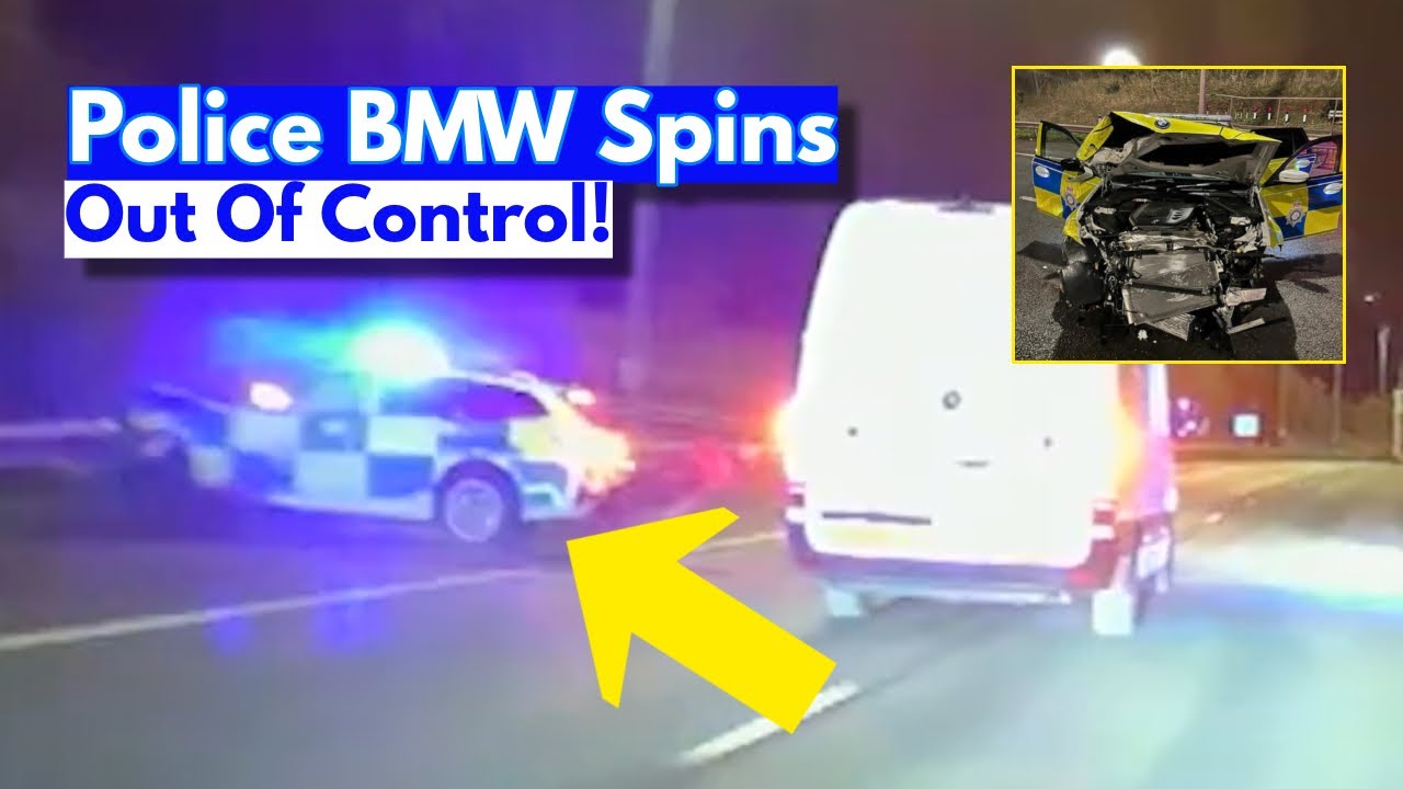 Police BMW Rammed Off Road During Pursuit With Stolen Van!