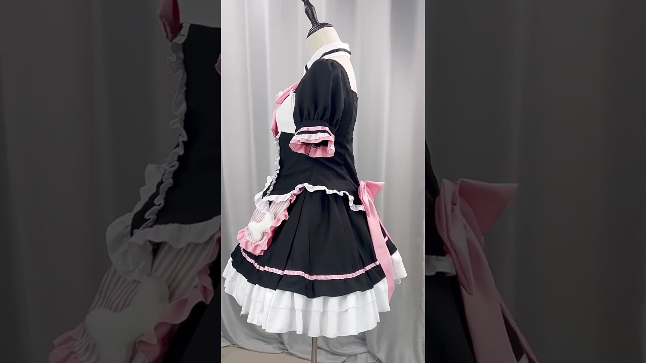 Puppy Maid Energy! 🐶💖 Super cute Pink & Black Cosplay Dress (S-5XL) 