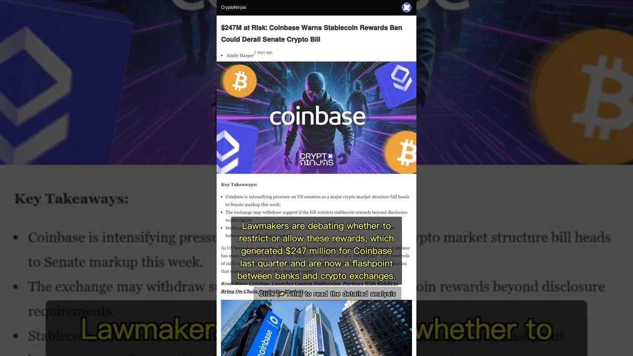 🧐👉 Why Coinbase’s Stablecoin Rewards Battle Could Reshape US Crypto Rules 