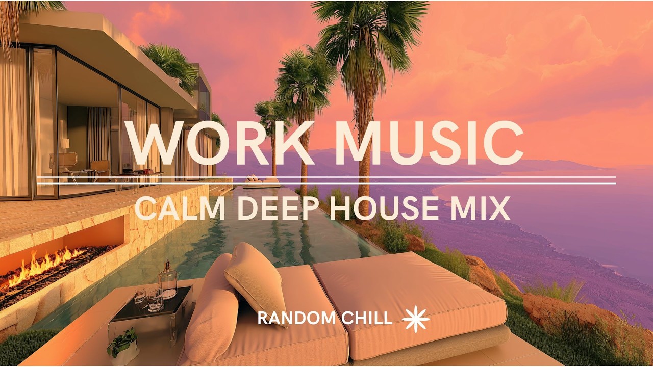 Deep House for Focus & Work 🌅 Sunset Pool & Fireplace Ambience