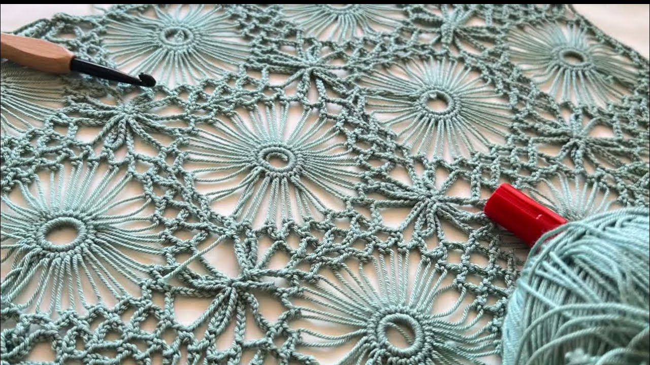 Very new crochet design. dress, tablecloth ,tunic, bag ,shawl pattern(close-up - detailed narration)