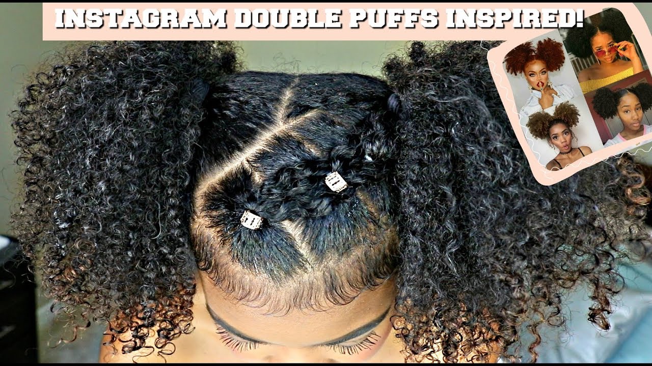 INSTAGRAM Inspired Hairstyle for Naturally Curly Hair - Double Puffs