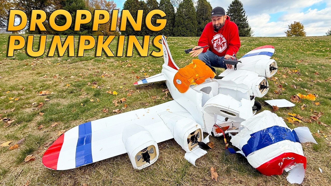 Мы попробовали сбросить огромные тыквы с высоты 400 футов