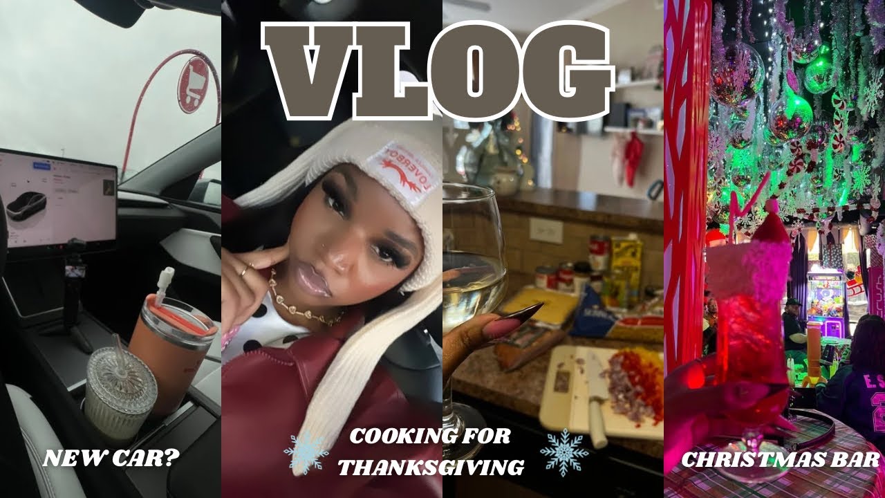 Holiday Lifestyle Vlog: Tesla Test Drive, Cooking for Thanksgiving & Festive Bar!