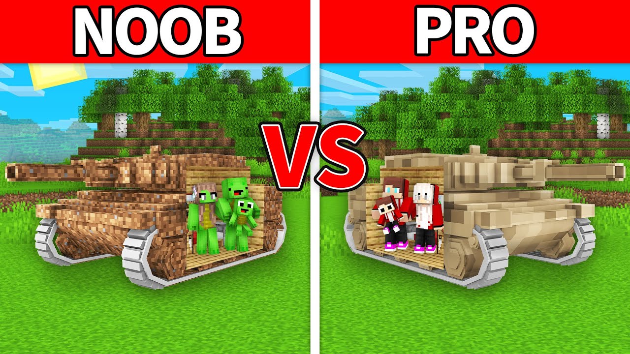 Mikey Family & JJ Family - NOOB vs PRO : Tank House Build Challenge in Minecraft (Maizen)