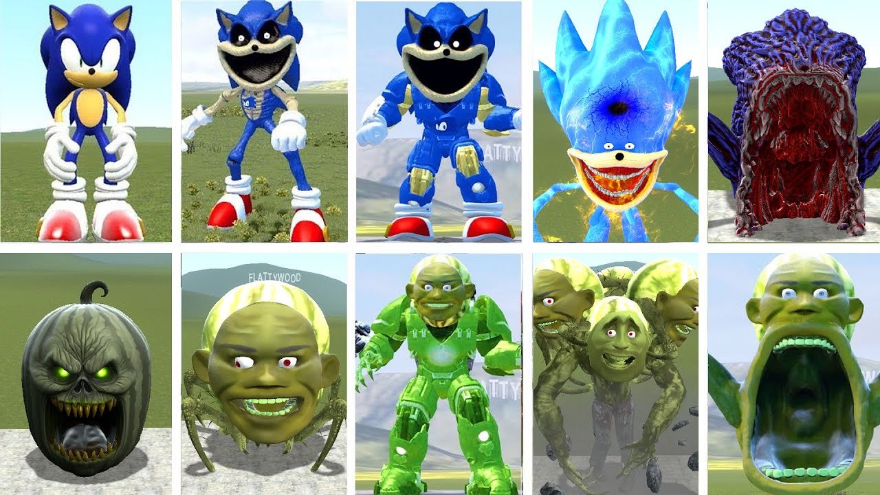 NEW SHIN SONIC AND LINGANG MELON GIANT TRANSFORMATION FIGHT | STRONGEST GMOD BATTLE