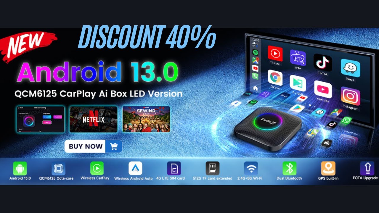 CarlinKit CarPlay Ai TV Box Android 13 QCM6125 Wireless CarPlay Android Auto Car Play Streaming Box