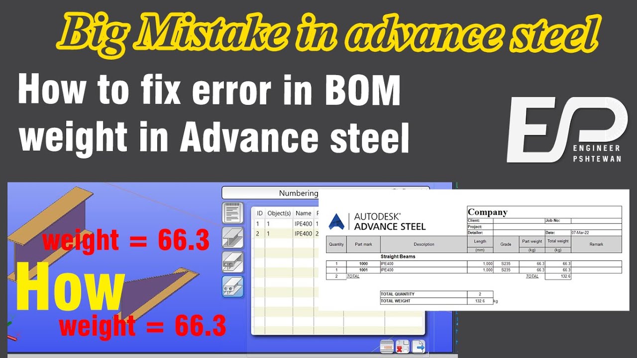 Fix BOM Weight Problem in advance steel