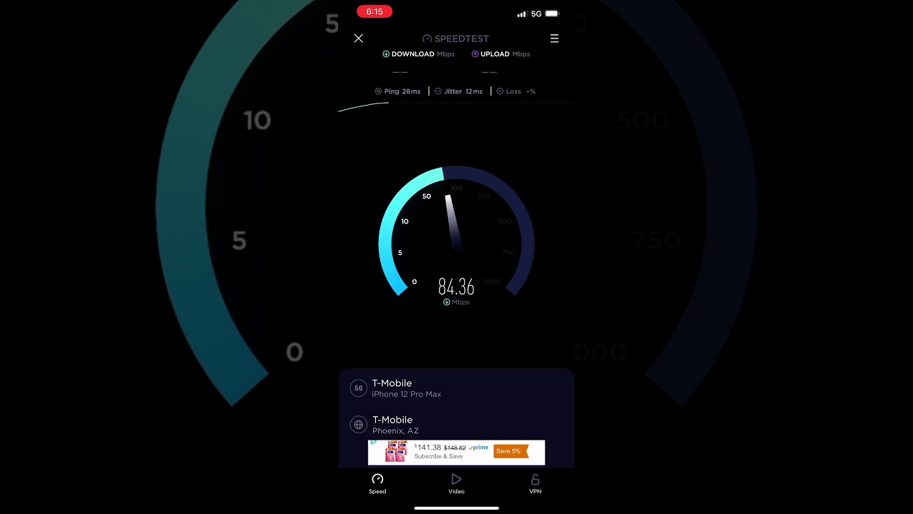 T-Mobile 5G SpeedTest North Phoenix