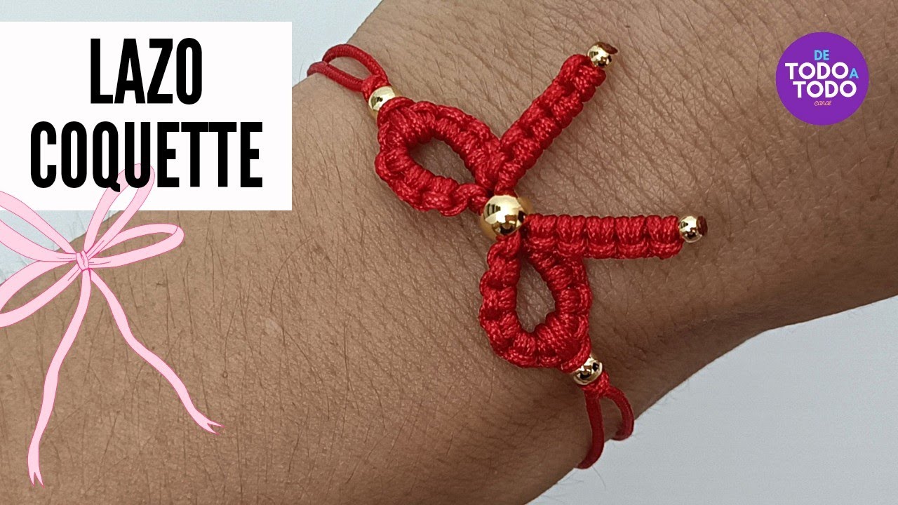🎀 Pulsera de HILO lazo/moño COQUETTE😏 Pulsera de LAZO en MACRAMÉ.