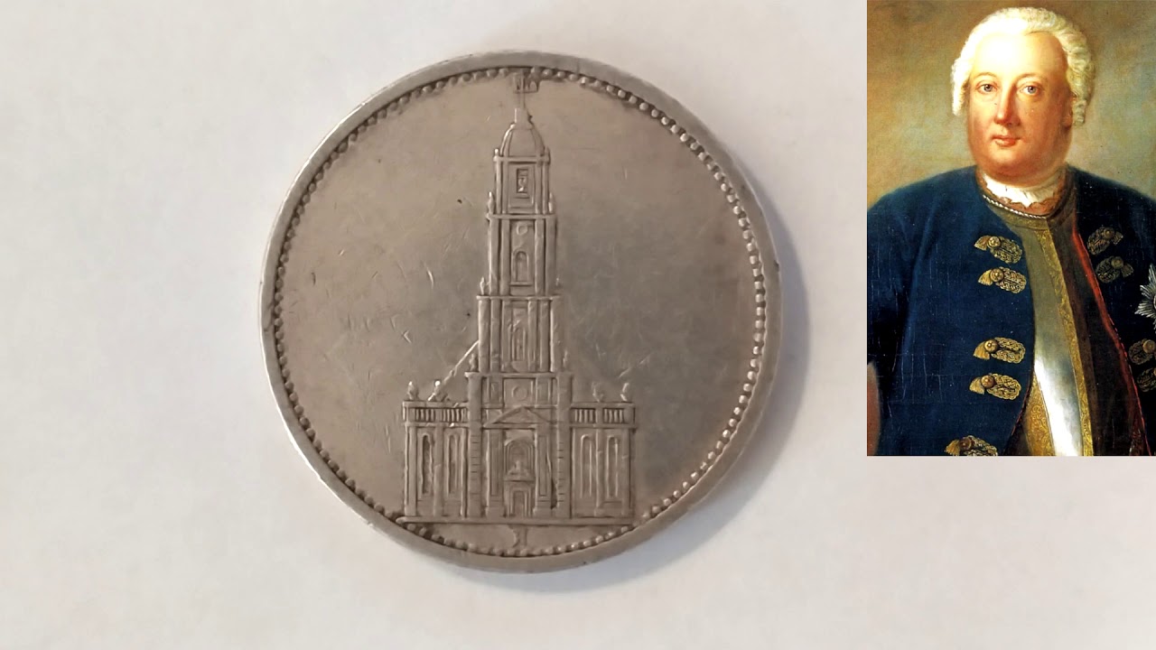 5 рейхсмарок 1935, серебро, Нацистская Германия,  Главная церковь нацистов(5 reichsmark 1935 silver)