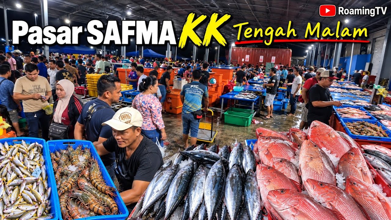 Kota Kinabalu PASAR IKAN SAFMA tengah malam🐟Paling besar & happening di Sabah😯MUST WATCH gais✌️