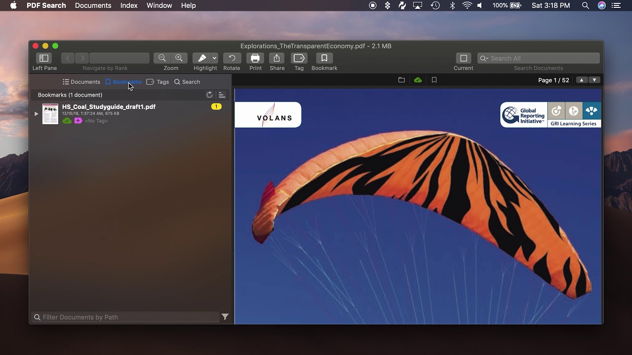 PDF Search for Mac - How to Bookmark Pages