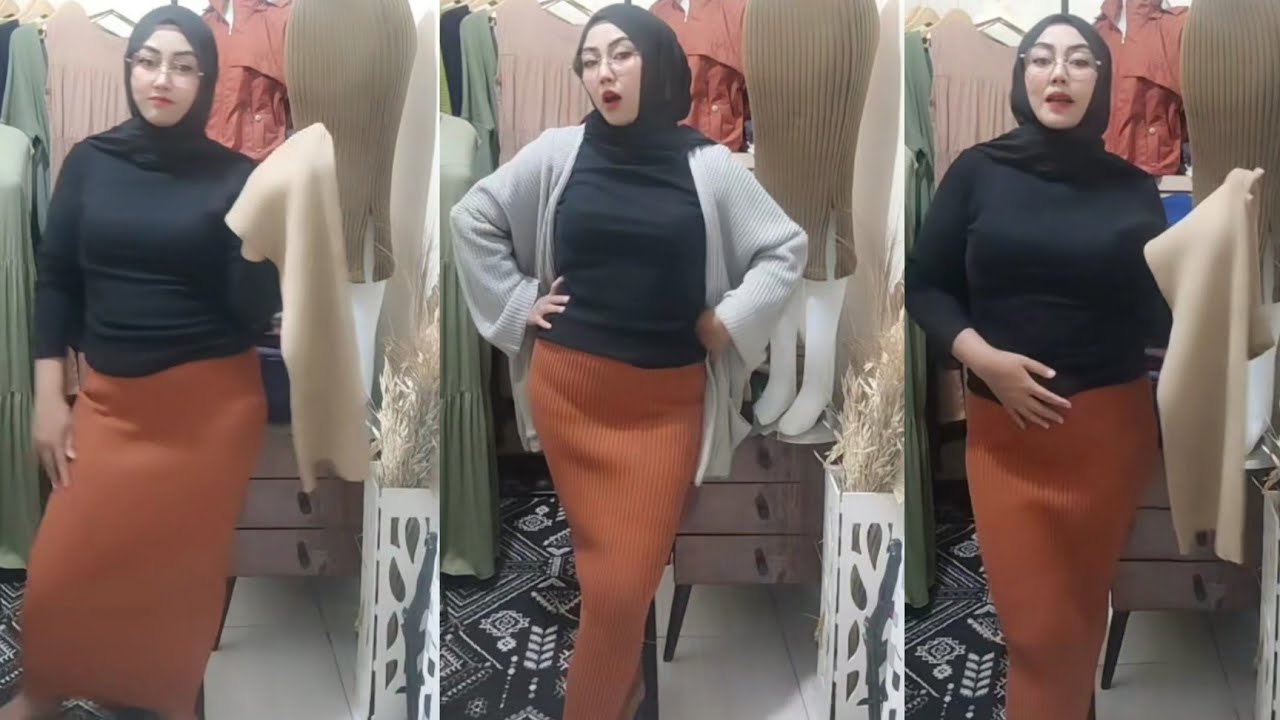 Sale Online Shop Try on Haul Rok Span Rajut Premium Hijab Style
