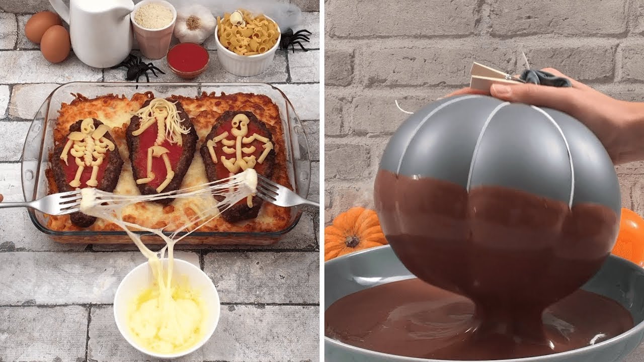 Halloween from Starter to Dessert 🎃 Halloween Snacks 🍻 Cheesy Pasta Bake 🍝 Chocolate Mousse 🍫