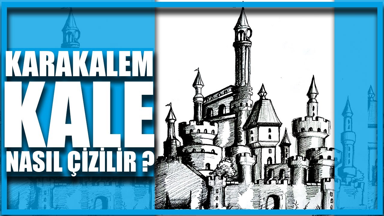 🏰KARAKALEM🏰HIZLI ÇİZİM ŞATO, SARAY, KALE ÇİZİMİ KOLAY RESİM ÇİZİMİ