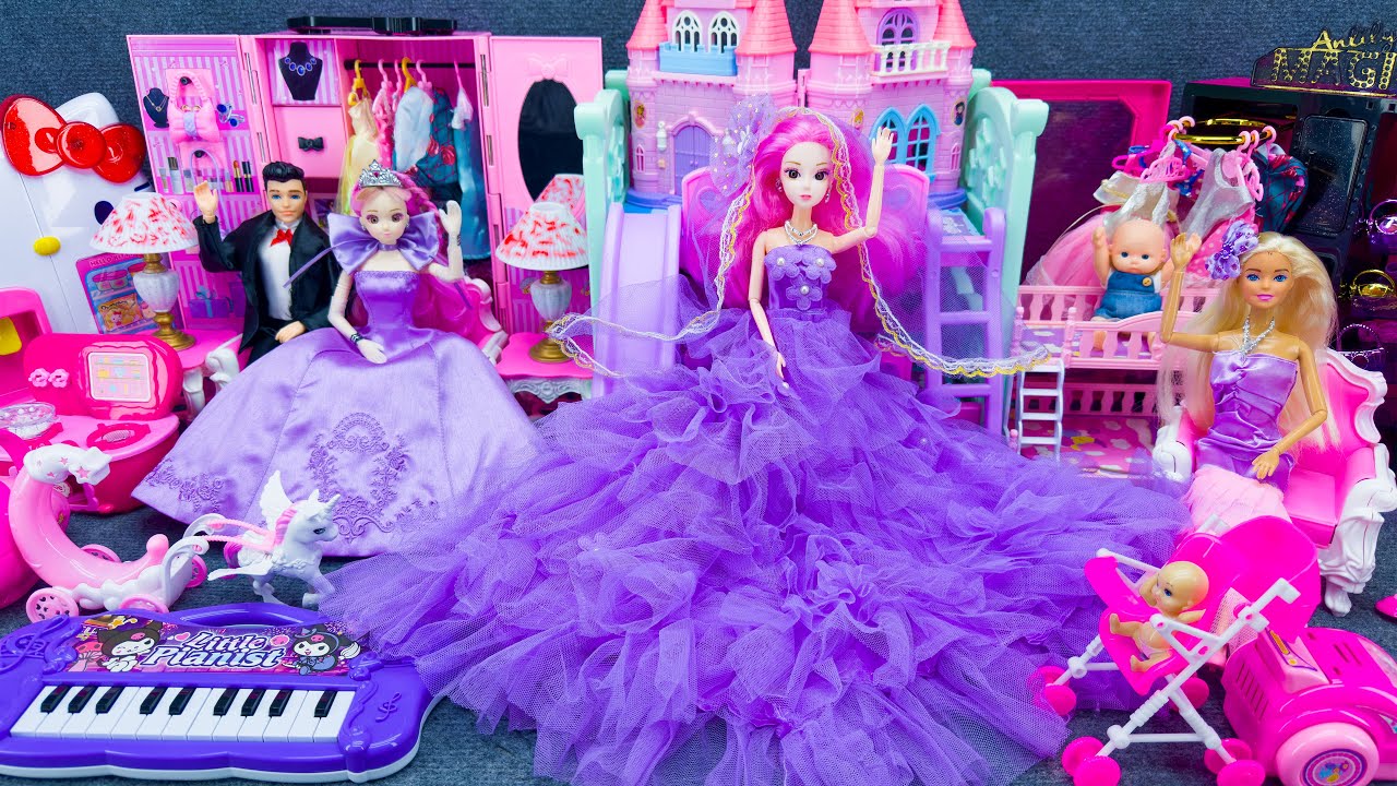 20 Minutes Satisfying Unboxing Super Royal Barbie Princess Wedding Dress Wardrobe Toys Review
