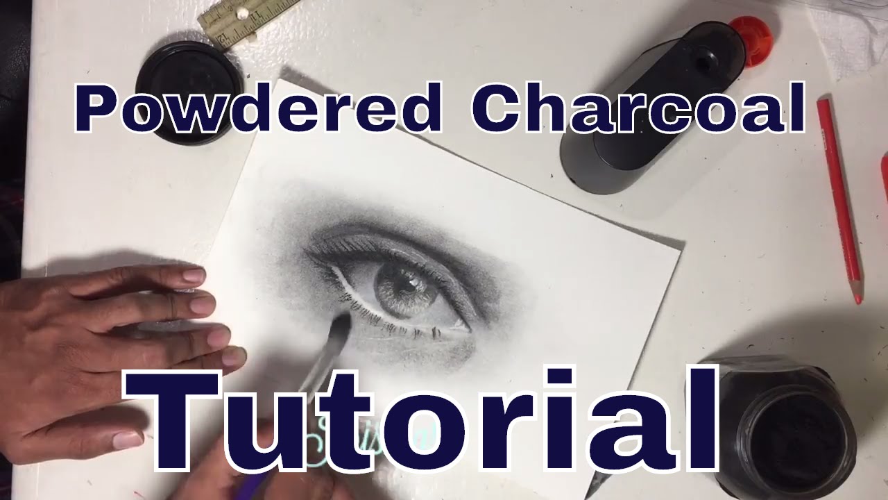 How to draw eye with powdered charcoal: instructions tutorial
