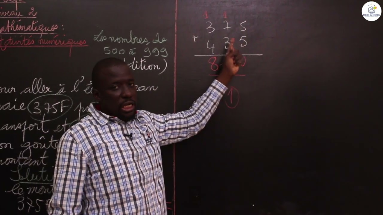 Cours - CE1 - Mathématiques: Activités Numériques / les nombres de 500 à 999 (addition) / M. Guèye