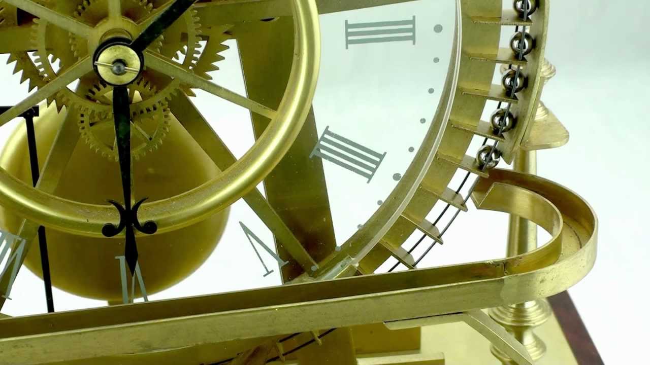 FRENCH STYLE MYSTERY WATERWHEEL INDUSTRIAL BALL BEARING CLOCK with ROSEWOOD BASE