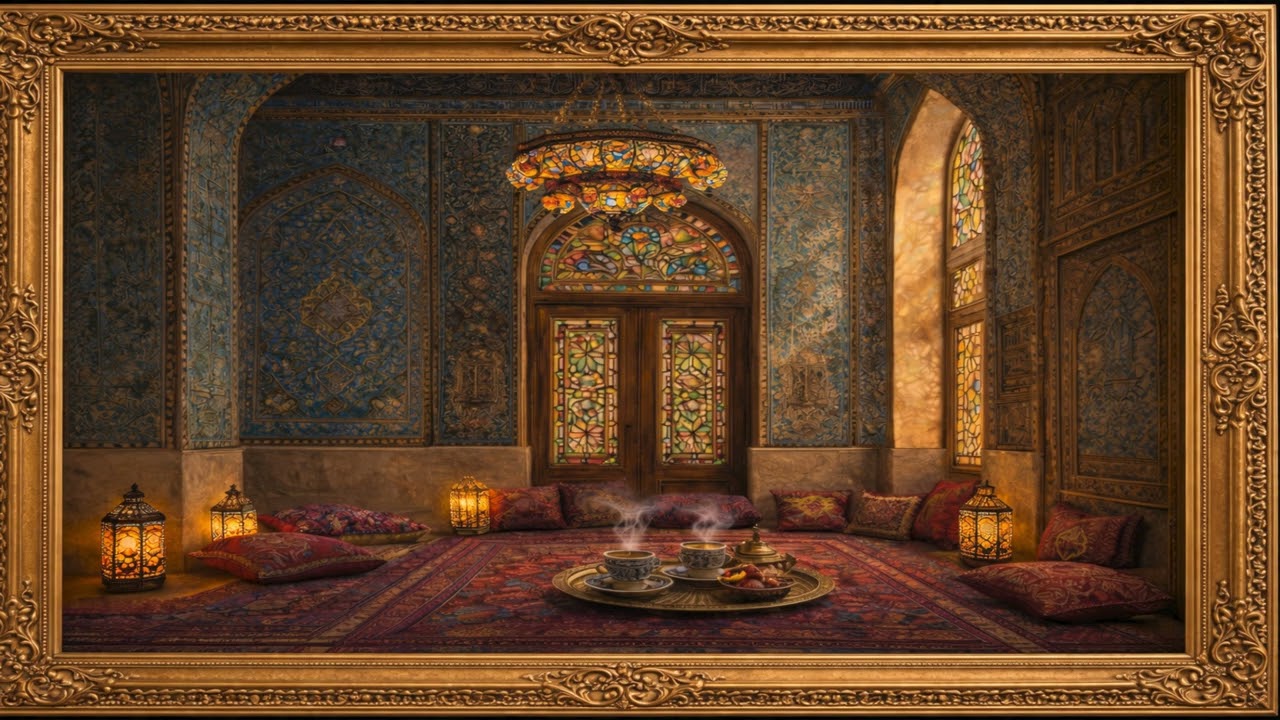  Ramadan Night Ambience 🌙 | 4K Islamic Interior Wall Art | Peaceful Lantern Glow