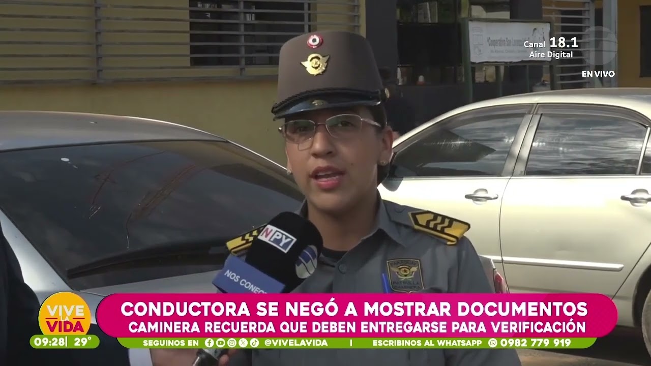Conductora se negó a entregar documentos, caminera recuerda que deben entregarse para verificación