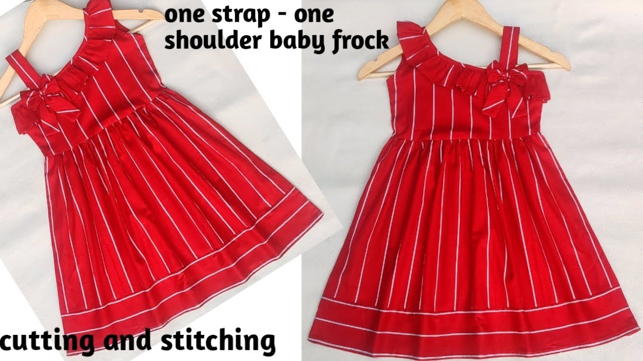 Beautiful baby frock cutting and stitching/5-6 year old girl one shoulder - one strap frock design