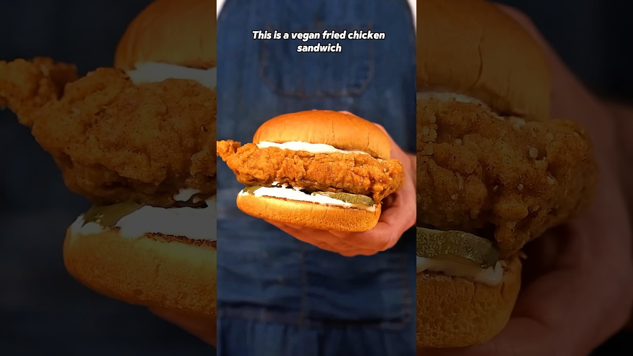 Vegan fried chicken sandwich from @threeburgerdude #shorts