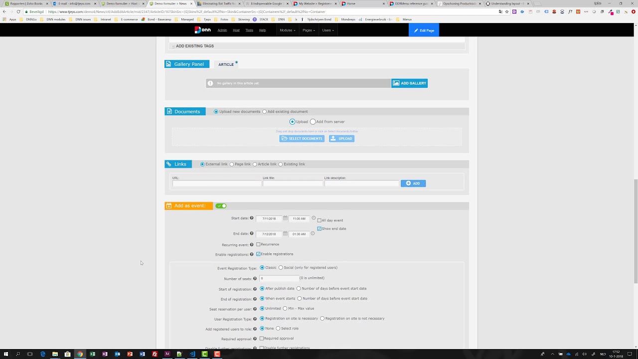 Add an event using EasyDNNNews