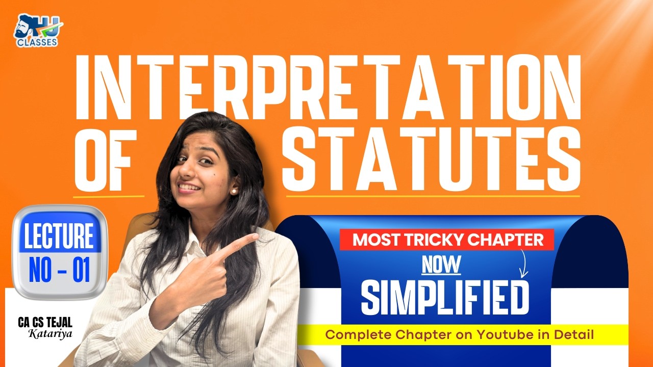 Interpretation of Statutes L1 | Primary Rules | CA Inter LAW Regular | CA CS Tejal Katariya