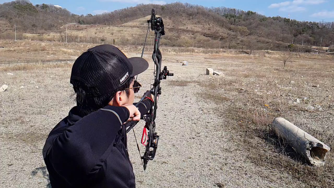Compound bow shooting 50M slow motion Hoyt Rx-1 60# 27.5inches 컴파운드 보우 슬로우 모션