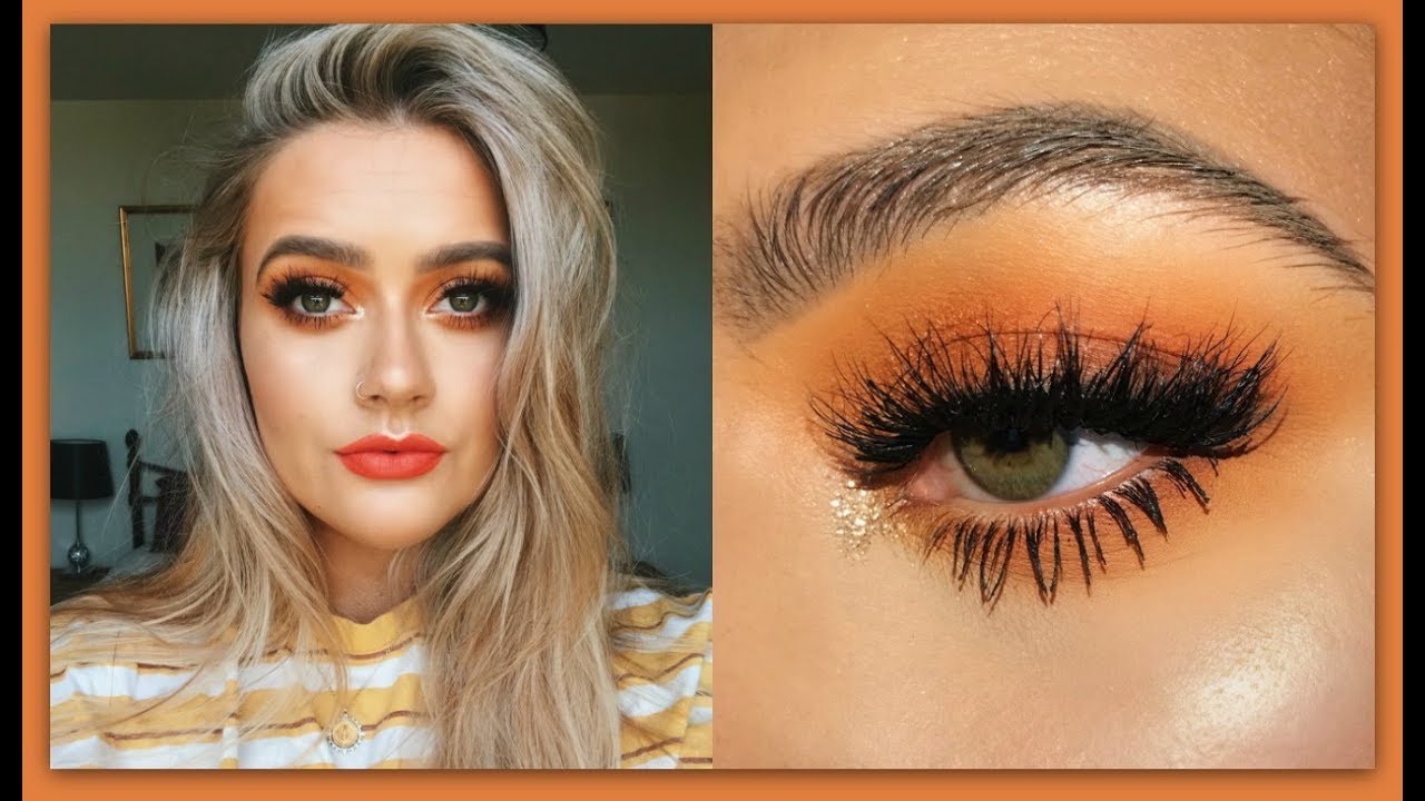 Orange summer smokey eye makeup tutorial | Rainbow week | EmmasRectangle