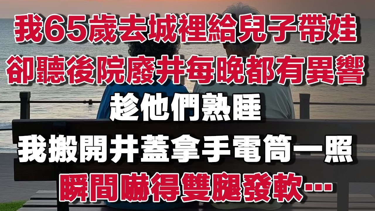 我65歲去城裡給兒子帶娃卻聽後院廢井每晚都有異響趁他們熟睡我搬開井蓋拿手電筒一照瞬間嚇得雙腿發軟…#情感故事 #養老故事 #樂齡故事匯#小說