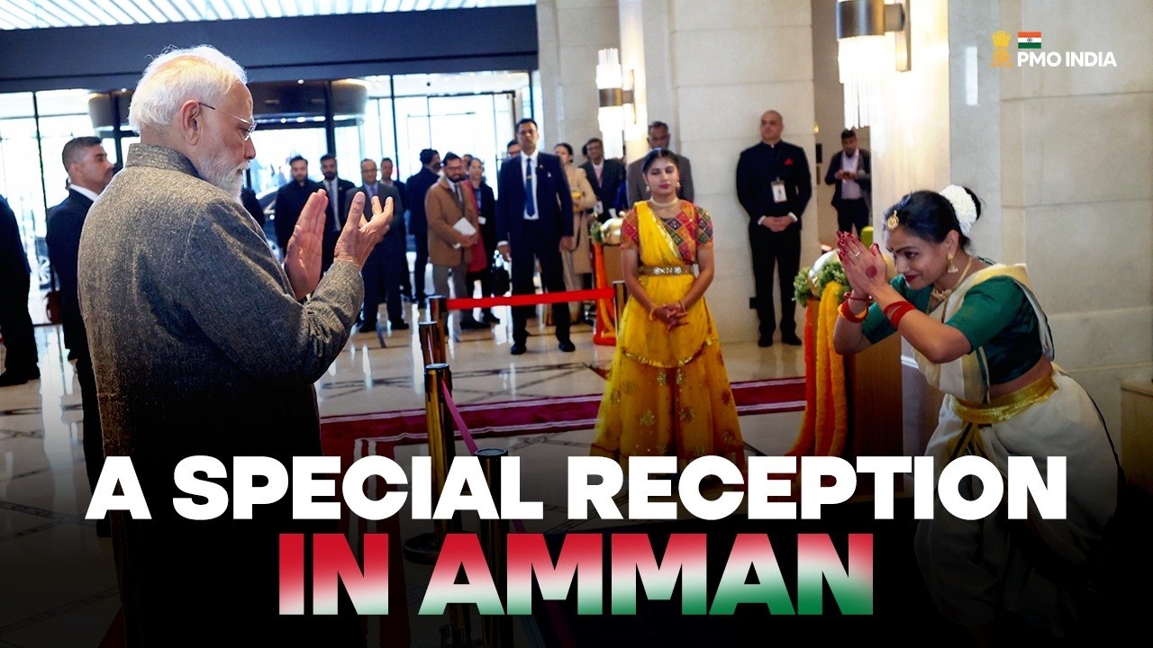 Indian community extends an enthusiastic welcome to PM Modi in Amman, Jordan