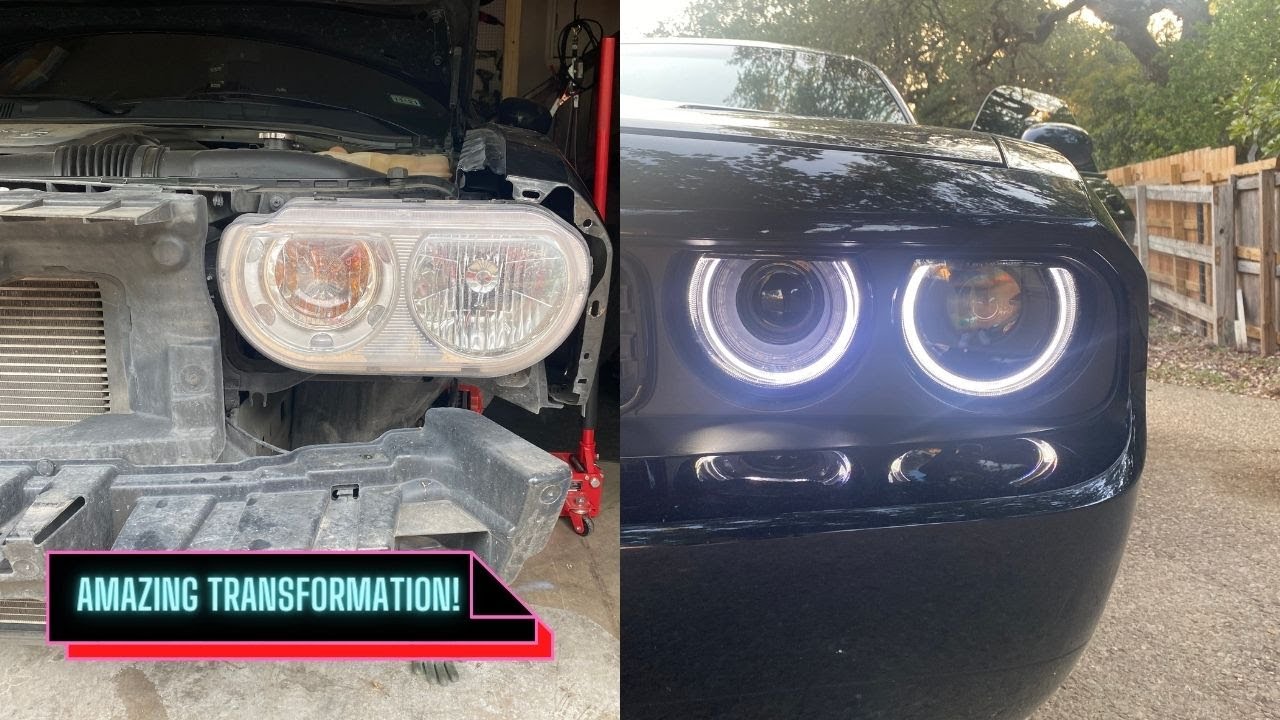 INSTALLING CUSTOM CHALLENGER HEADLIGHTS (09-14) (LOOKS SO GOOD)