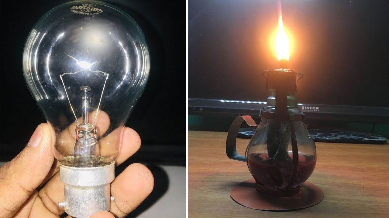 making a beautiful kerosene lamp Using an Old Light Bulb