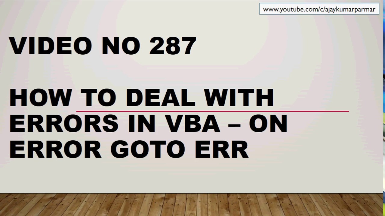 Learn Excel - Video 286 - VBA -Errors Discussion - On Error GoTo Handler