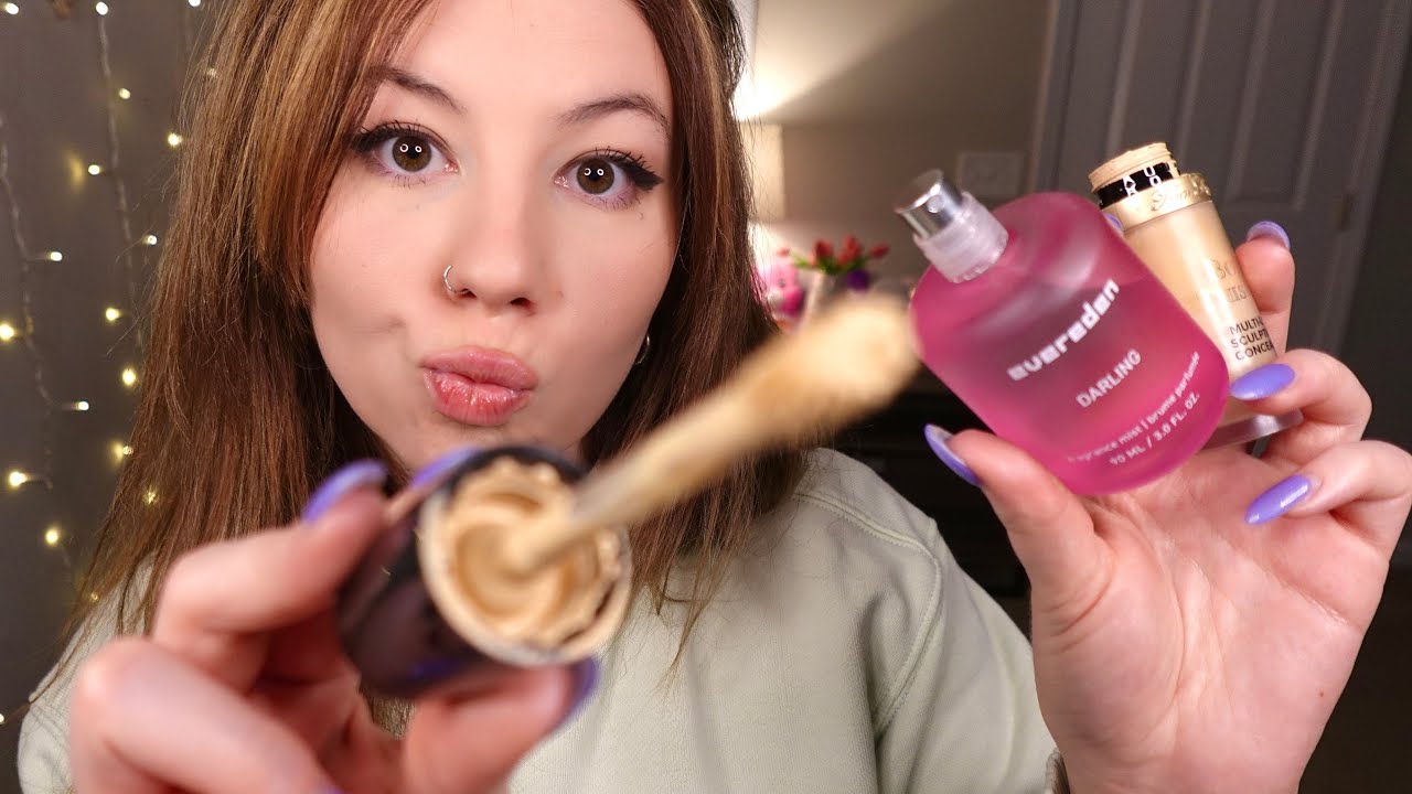 ASMR| Doing Your Makeup + Hair For Sleep FAST💗 (Whispered, Up Close)