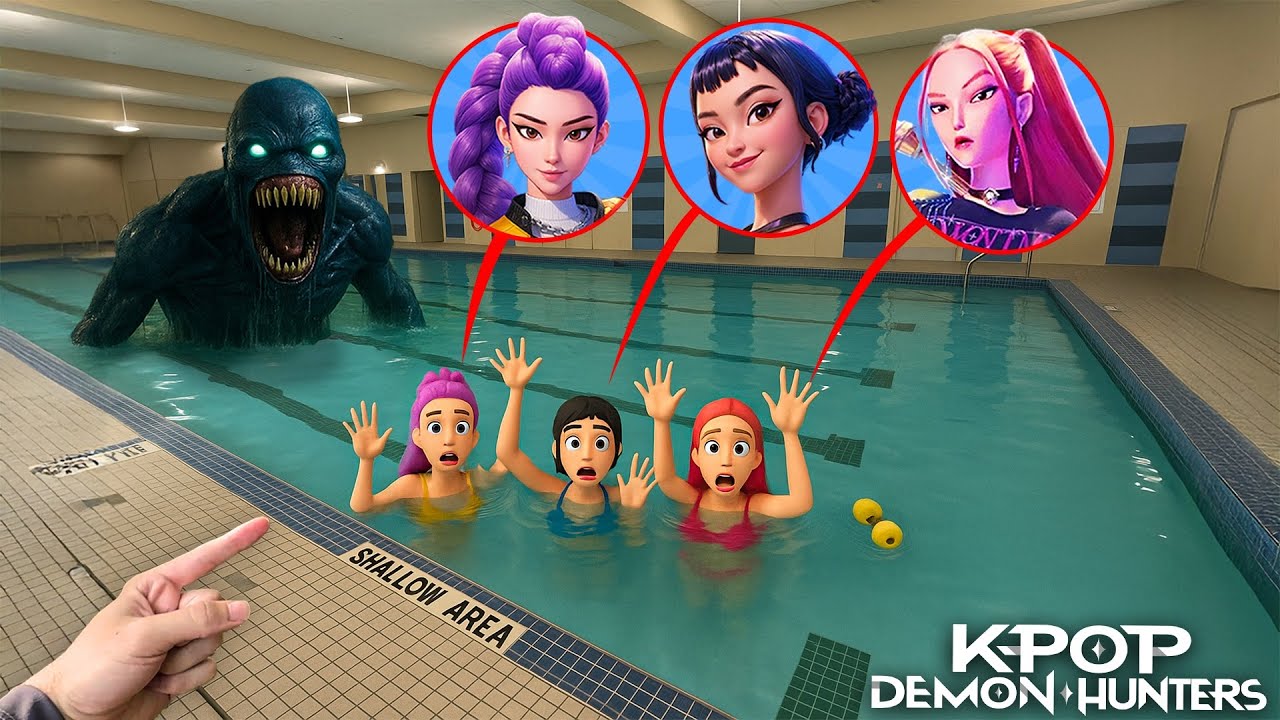 KPOP DEMON HUNTERS GET SWALLOWED BY POOL EATER IN REAL LIFE! (FULL MOVIE) 