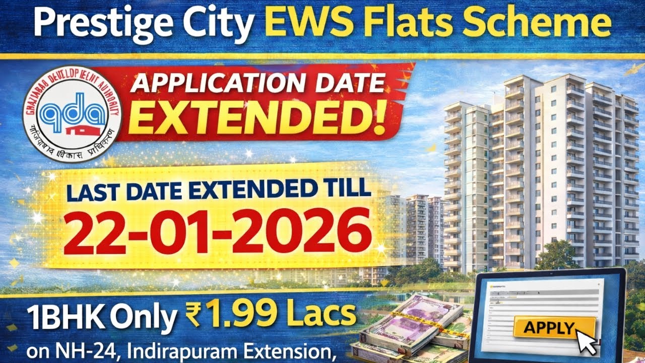 GDA PMAY Prestige City Indirapuram-Siddharth Vihar EWS 1BHK  Flats Scheme 2026 Last Date Extended