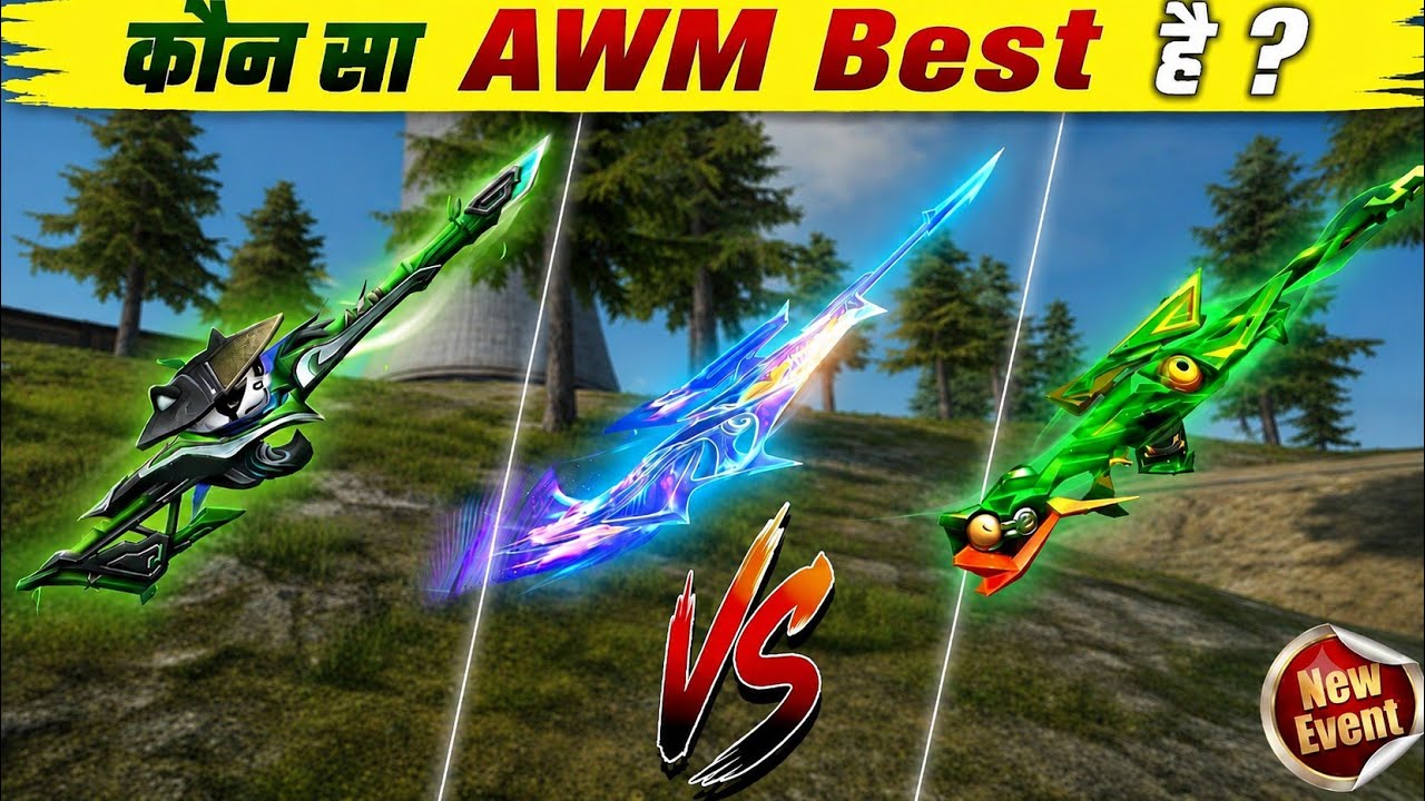 Best AWM Skin in Free Fire? 🤔| Bamboo Warrior vs Frostfire vs Mossy Vinehorn 🔥!