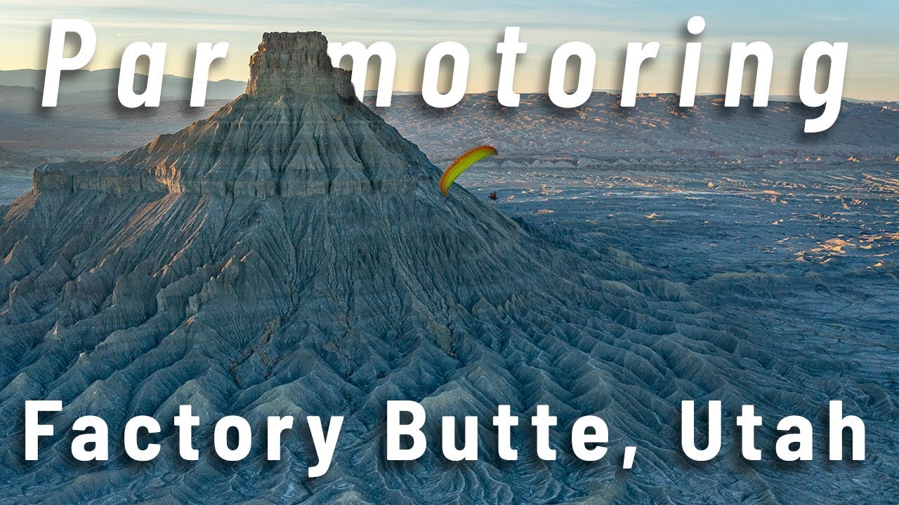 Flying my paramotor above Factory Butte!