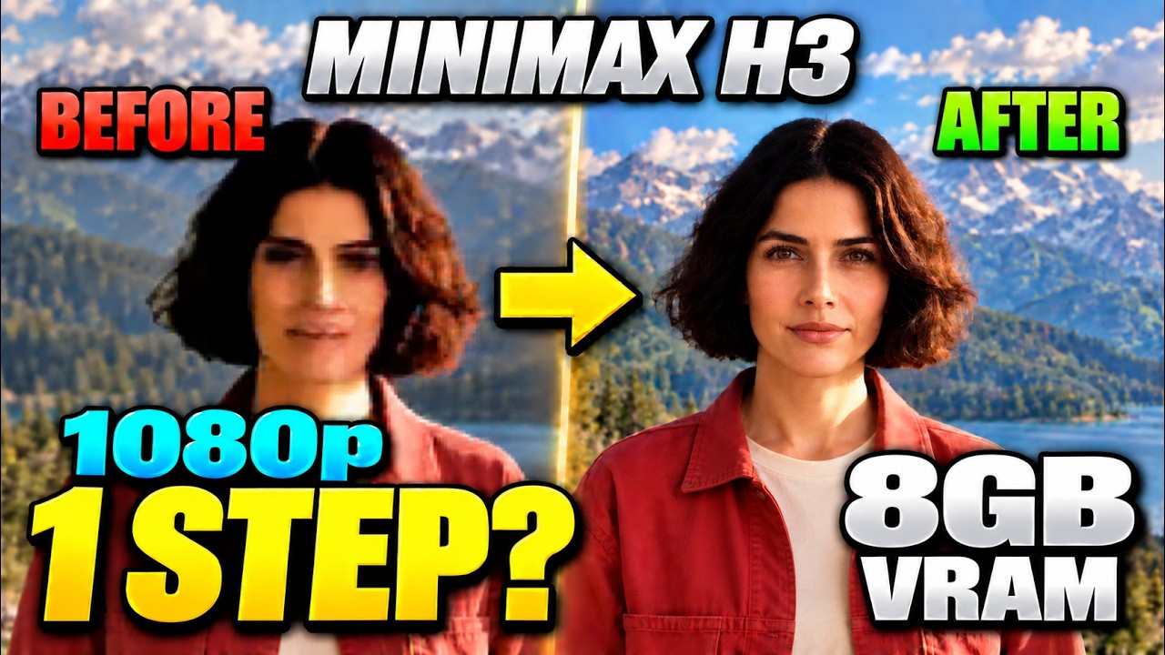 MiniMax H3 Face Fix: 1-Step 1080p Refinement on 8GB VRAM | Free ComfyUI Workflow
