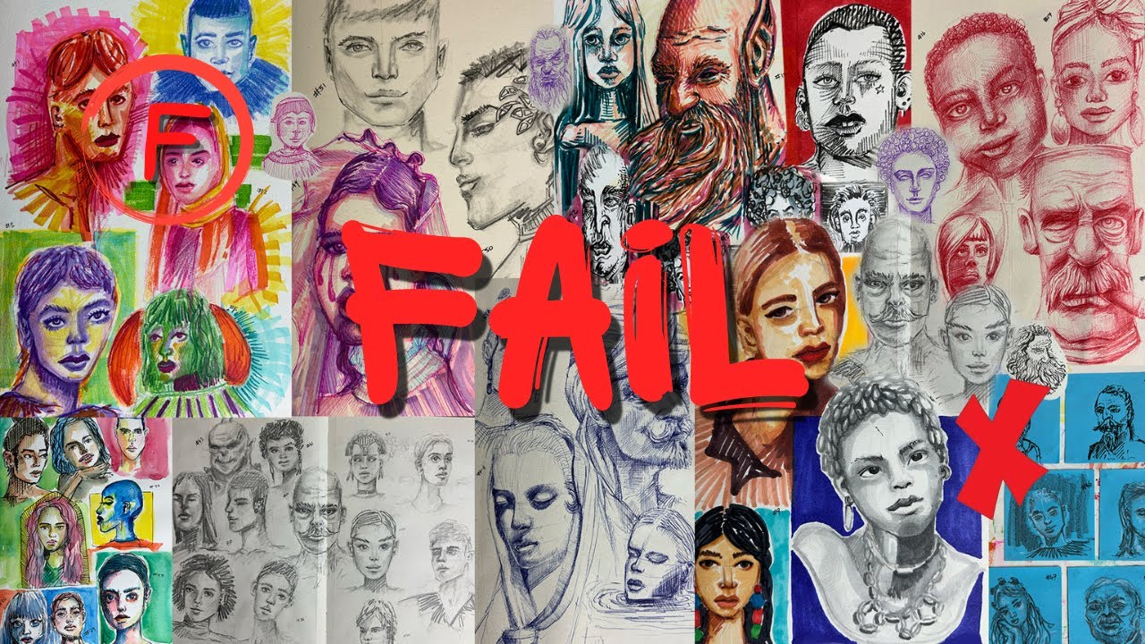 I FAILED THE 100 HEADS CHALLENGE | Failing The Most Popular Art Challenge on YouTube & How To Deal