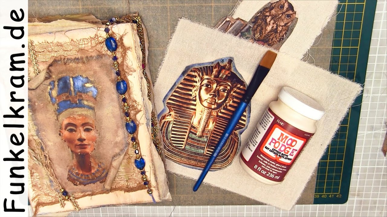 JunkJournal Motiv von Papier auf Stoff übertragen