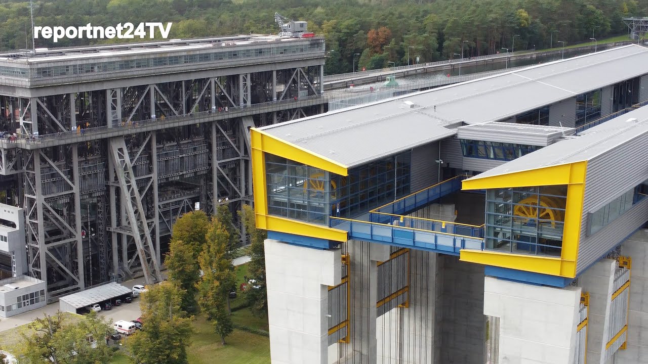 Jahrhundert Bauwerk - Neues Schiffshebewerk Niederfinow eingeweiht, u.a. Luftaufnahmen